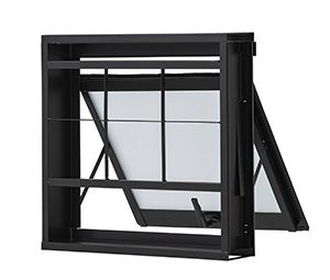JANELA MAXIM-AR COM GRADE QUADRICULADA, AÇO COR PRETA. RAMASSOL MASTER