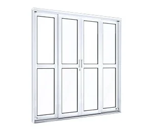 PORTA CORRER CENTRAL AÇO COR BRANCA C/ 4FLS E TRAVESSA. RIOBRAS AÇO PRONTO