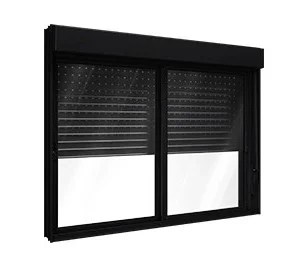 JANELA VENEZIANA INTEGRADA, 2FLS MÓVEIS, ALUMÍNIO COR PRETA. LUCASA ALUMÍNIO.