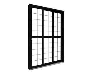 PORTA DE AÇO DE GIRO CORRER LATERAL 2FLS MÓVEIS E 1FIXA C/GRADE QUADRADA. RIOBRAS AÇO PRONTO