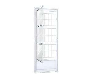 PORTA DE AÇO DE GIRO C/POSTIGO C/GRADE QUADRADA. RIOBRAS AÇO PRONTO