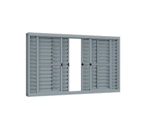 JANELA DE AÇO VENEZIANA DE CORRER CENTRAL 4FLS MÓVEIS E 2FIXAS. RIOBRAS AÇO