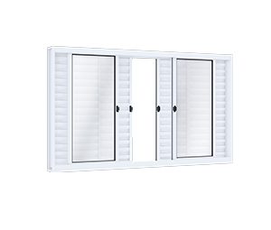 JANELA DE AÇO VENEZIANA DE CORRER CENTRAL 4FLS MÓVEIS E 2FIXAS. RIOBRAS AÇO PRONTO