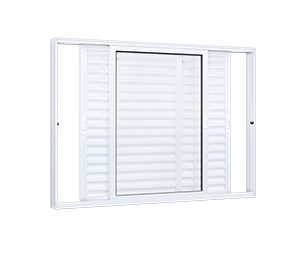 JANELA DE ALUMÍNIO VENEZIANA DE CORRER LATERAL 3FLS MÓVEIS C/FECHO EMBUTIDO EM ALUMÍNIO. LUCASA ECCELLENTE