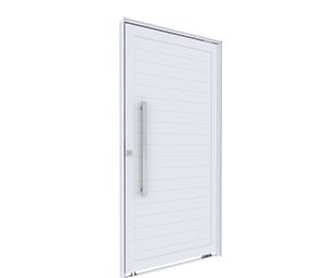 PORTA DE ALUMÍNIO PIVOTANTE LAMBRI C/PUXADOR DE 80CM EM AÇO INOX. LUCASA IDEALE