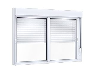 JANELA DE ALUMÍNIO DE CORRER 2FLS MÓVEIS C/PERSIANA BLACK OUT INTEGRADA MANUAL C/FECHO EMBUTIDO EM ALUMÍNIO. LUCASA ECCELLENTE