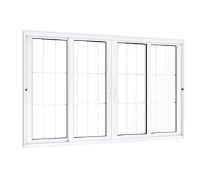 JANELA DE ALUMÍNIO DE CORRER CENTRAL 2FLS MÓVEIS E 2FIXAS C/GRADE C/FECHO EMBUTIDO EM ALUMÍNIO. LUCASA ECCELLENTE