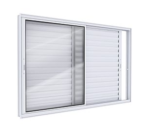 JANELA DE ALUMÍNIO VENEZIANA DE CORRER LATERAL 3FLS MÓVEIS C/FECHO EMBUTIDO EM ALUMÍNIO. LUCASA IDEALE