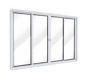 JANELA DE ALUMÍNIO DE CORRER CENTRAL 2FLS MÓVEIS E 2FIXAS C/FECHO EMBUTIDO EM ALUMÍNIO. LUCASA IDEALE