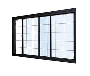 JANELA DE CORRER LATERAL C/GRADE QUADRICULADA. AÇO COR PRETA. RAMASSOL MASTER