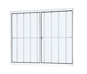 JANELA DE CORRER LATERAL COM GRADE. ALUMÍNIO COR BRANCA. RAMASSOL SLIM