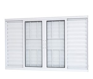 JANELA VENEZIANA COM GRADE. ALUMÍNIO COR BRANCA. RAMASSOL BRIZE