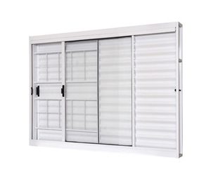 JANELA VENEZIANA DE CORRER LATERAL C/GRADE QUADRICULADA. AÇO COR BRANCA. RAMASSOL UNICSOL