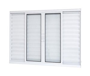 JANELA VENEZIANA SEM GRADE. ALUMÍNIO COR BRANCA. RAMASSOL BRIZE