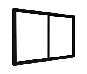 JANELA DE ALUMÍNIO COR PRETA DE CORRER LATERAL 2FLS MÓVEIS COM FECHO EMBUTIDO. LUCASA IDEALE.