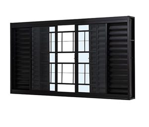 JANELA VENEZIANA C/GRADE QUADRICULADA. AÇO COR PRETA. RAMASSOL MASTER