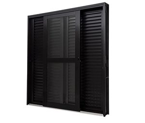 PORTA DE CORRER LATERAL 1FL COM VIDRO E 2FLSVENEZIANAS. AÇO COR PRETA. RAMASSOL MASTER