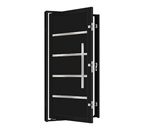 PORTA COM FRISO E PUXADOR. AÇO COR PRETA. PROVISÃO