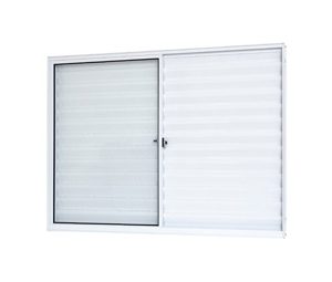 JANELA VENEZIANA DE CORRER LATERAL SEM GRADE. ALUMÍNIO COR BRANCA. RAMASSOL SLIM