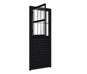 PORTA DE ALUMÍNIO DE GIRO MISTA C/POSTIGO C/GRADE. RIOBRAS ALUMÍNIO