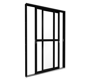 PORTA DE ALUMÍNIO DE CORRER LATERAL 2FLS MÓVEIS C/TRAVESSA. RIOBRAS ALUMÍNIO