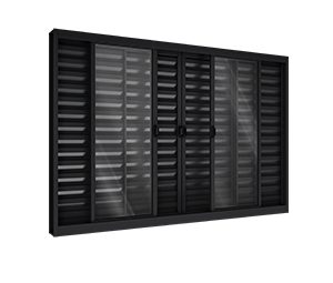 JANELA DE ALUMÍNIO VENEZIANA DE CORRER CENTRAL 4FLS MÓVEIS E 2 FIXAS. RIOBRAS ALUMÍNIO