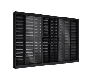 JANELA DE ALUMÍNIO VENEZIANA DE CORRER CENTRAL 4FLS MÓVEIS E 2 FIXAS C/GRADE. RIOBRAS ALUMÍNIO