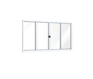 JANELA DE ALUMÍNIO DE CORRER CENTRAL 2FLS MÓVEIS E 2FIXAS. RIOBRAS ALUMÍNIO