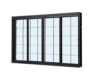 JANELA DE CORRER CENTRAL C/GRADE QUADRICULADA. AÇO COR PRETA. RAMASSOL MASTER