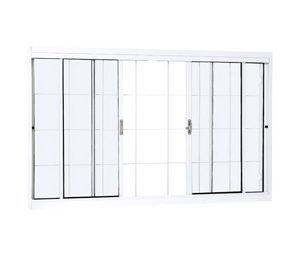 JANELA DE CORRER CENTRAL C/GRADE QUADRICULADA. AÇO COR BRANCA. RAMASSOL UNICSOL