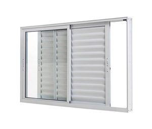 JANELA VENEZIANA LATERAL 3FLS MÓVEIS S/GRADE. ALUMÍNIO COR BRANCA. RAMASSOL CRISTAL