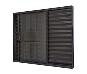 JANELA VENEZIANA LATERAL C/GRADE. ALUMÍNIO COR PRETA. RAMASSOL ULTRA