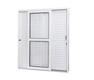 PORTA DE CORRER LATERAL 1FL C/VIDRO E 2FLS VENEZIANAS. AÇO COR BRANCA. RAMASSOL QUALITYSOL