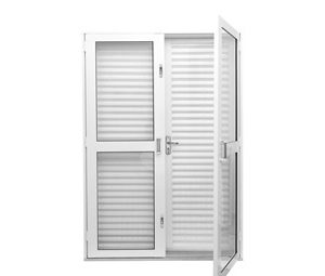 PORTA DUPLA DE ABRIR 2FLS C/VIDROS E 2FLS VENEZIANAS. AÇO COR BRANCA. RAMASSOL QUALITYSOL